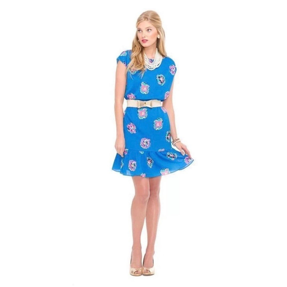Lily Pulitzer Royce Blue of Corsage Auburn Dress Floral Small - Picture 1 of 10